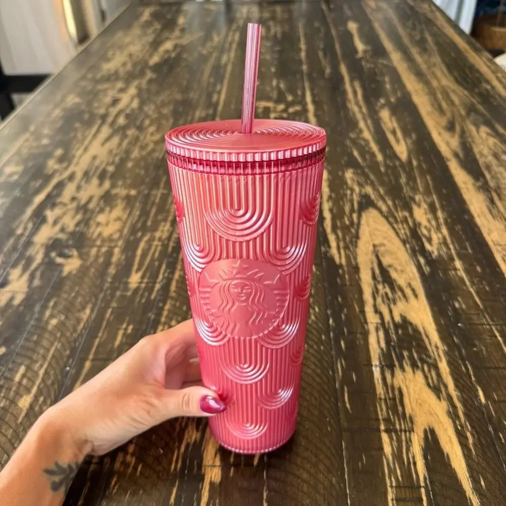 Starbucks - Red Geometric Tumbler with Straw – 24oz